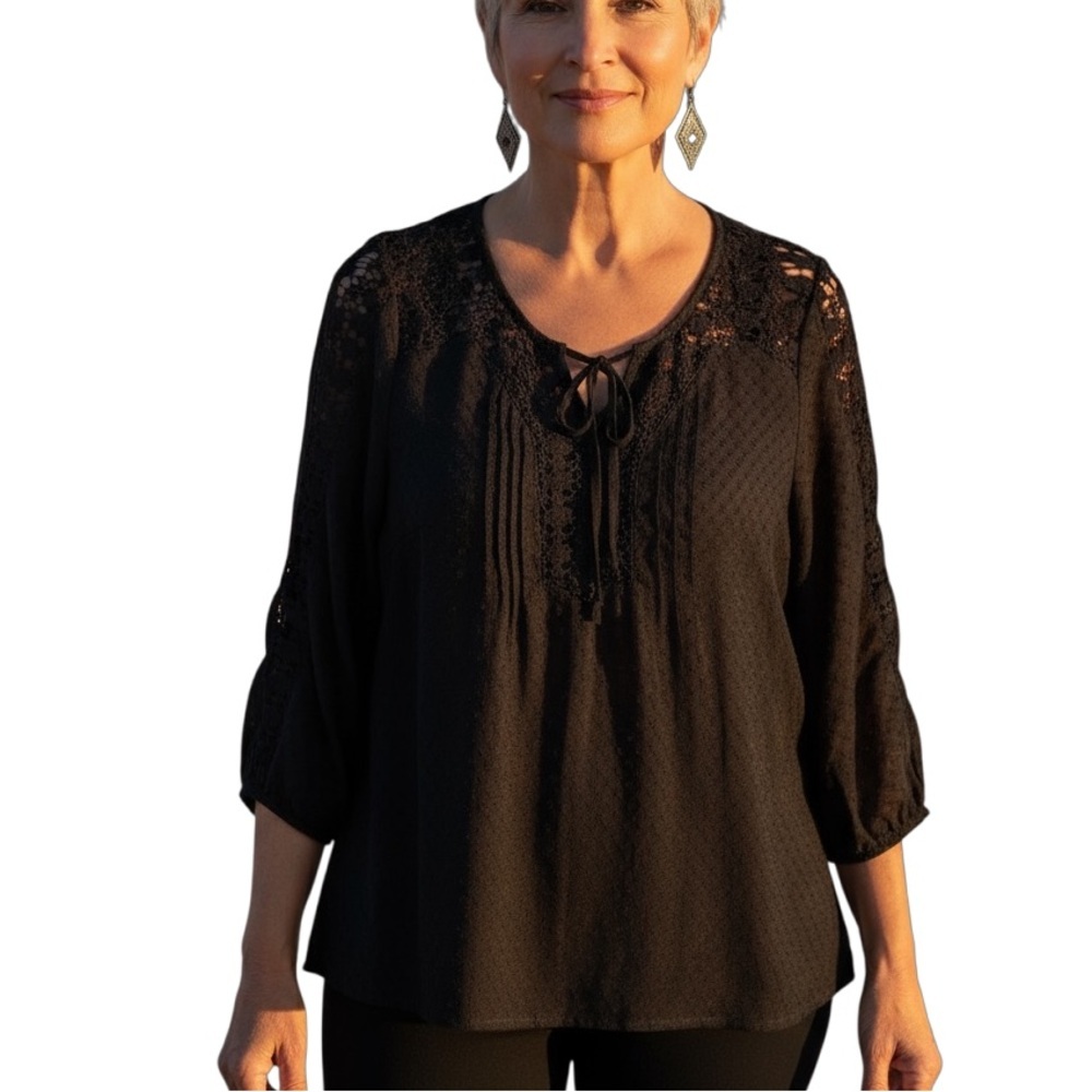 Bila Black Lace Feminine Blouse